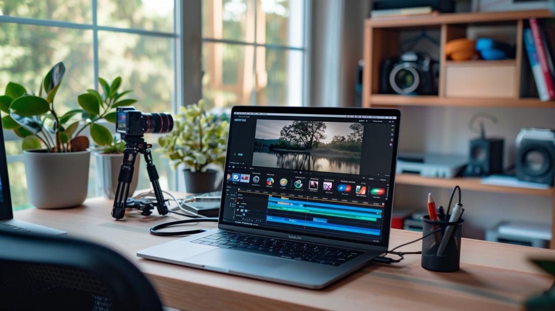 Vale a pena comprar um MacBook Pro recondicionado? 9 Fotografia hiper-realista de um MacBook Pro recondicionado em um escritório moderno e minimalista.