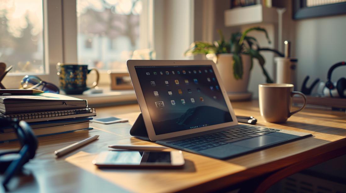 iPad Mini recondicionado vale a pena comprar? 3 iPad Mini restaurado em uma elegante mesa de madeira com acessórios e luz natural suave.