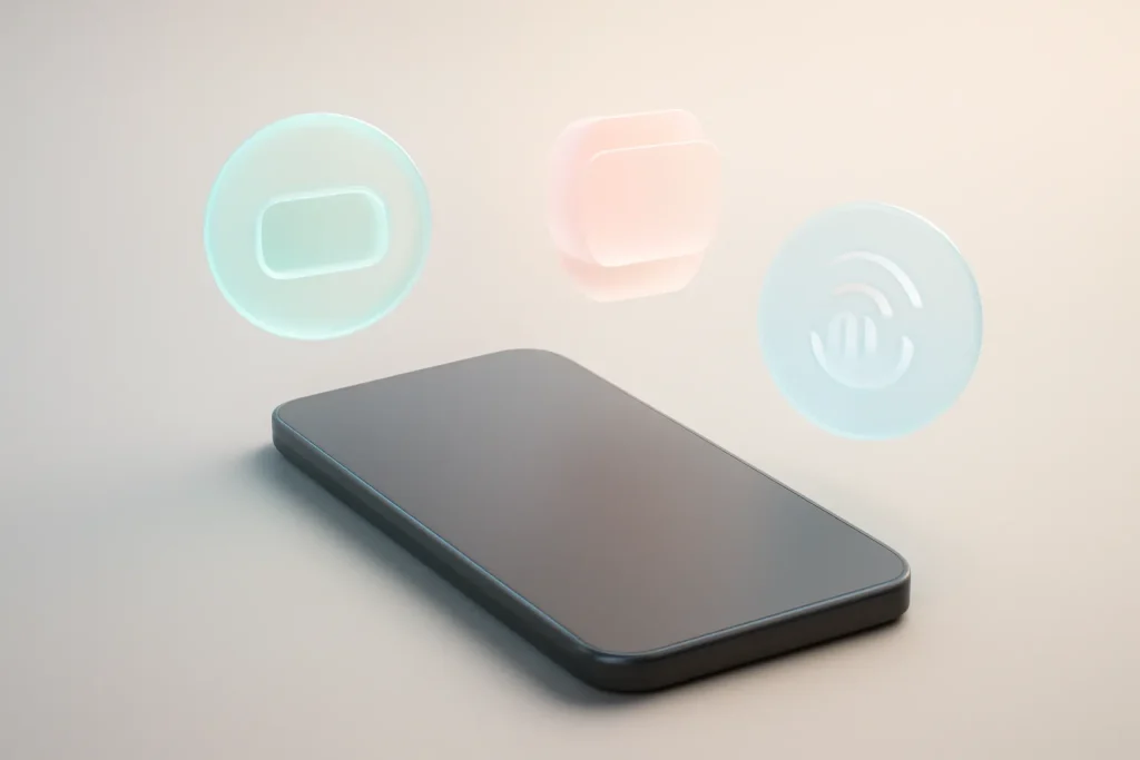 funcionalidades iOS 26 melhoram bateria, notificações e acessibilidade 2 Composição simbólica das funcionalidades iOS 26: bateria, notificações e acessibilidade.