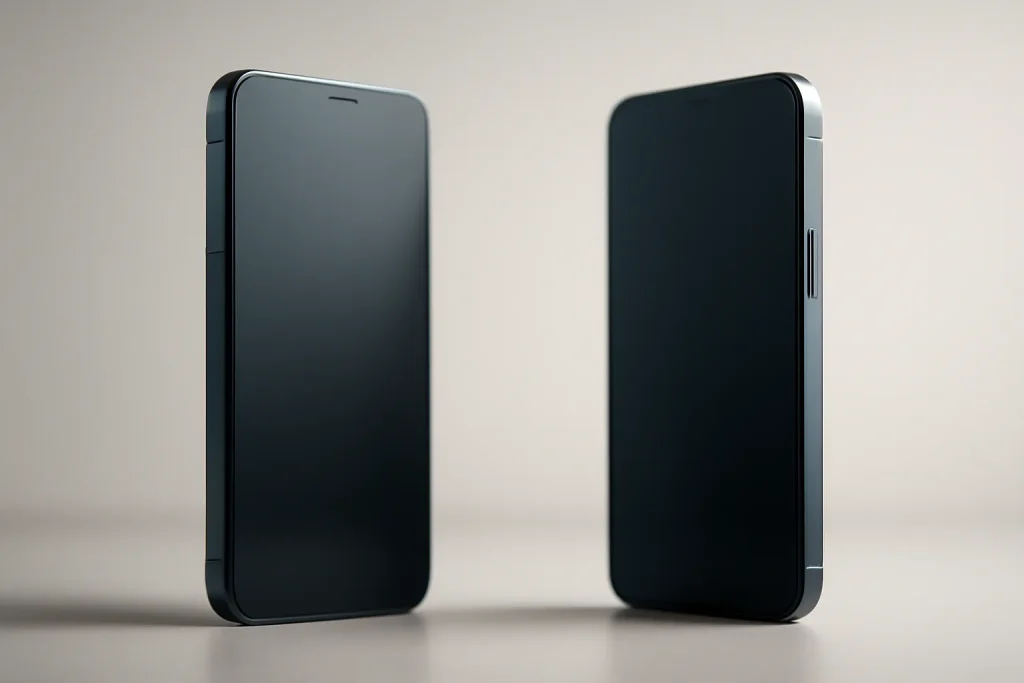 Galaxy S25 Ultra vs iPhone 17 Pro Max: diferenças-chave de topo de gama 2 Comparação simbólica Galaxy S25 Ultra vs iPhone 17 Pro Max com dois smartphones genéricos frente a frente