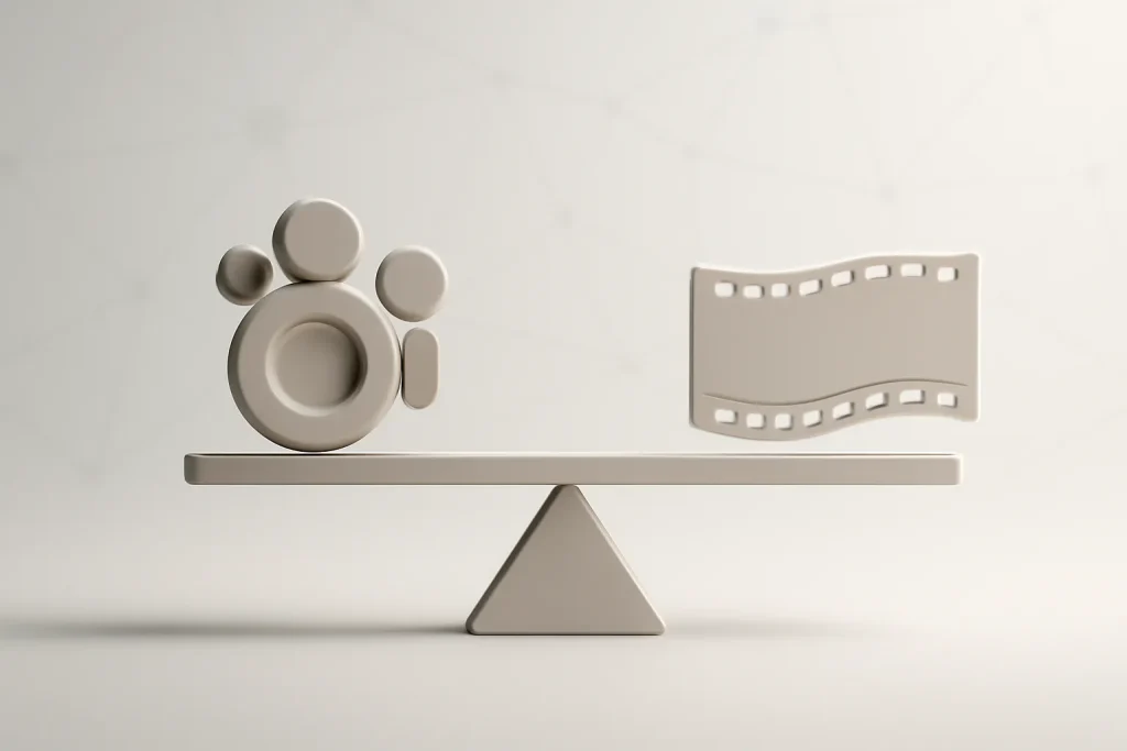 Galaxy S25 Ultra vs iPhone 17 Pro Max: diferenças-chave de topo de gama 4 Metáfora visual de decisão e casos de uso em Galaxy S25 Ultra vs iPhone 17 Pro Max (câmara, vídeo e ecossistema)