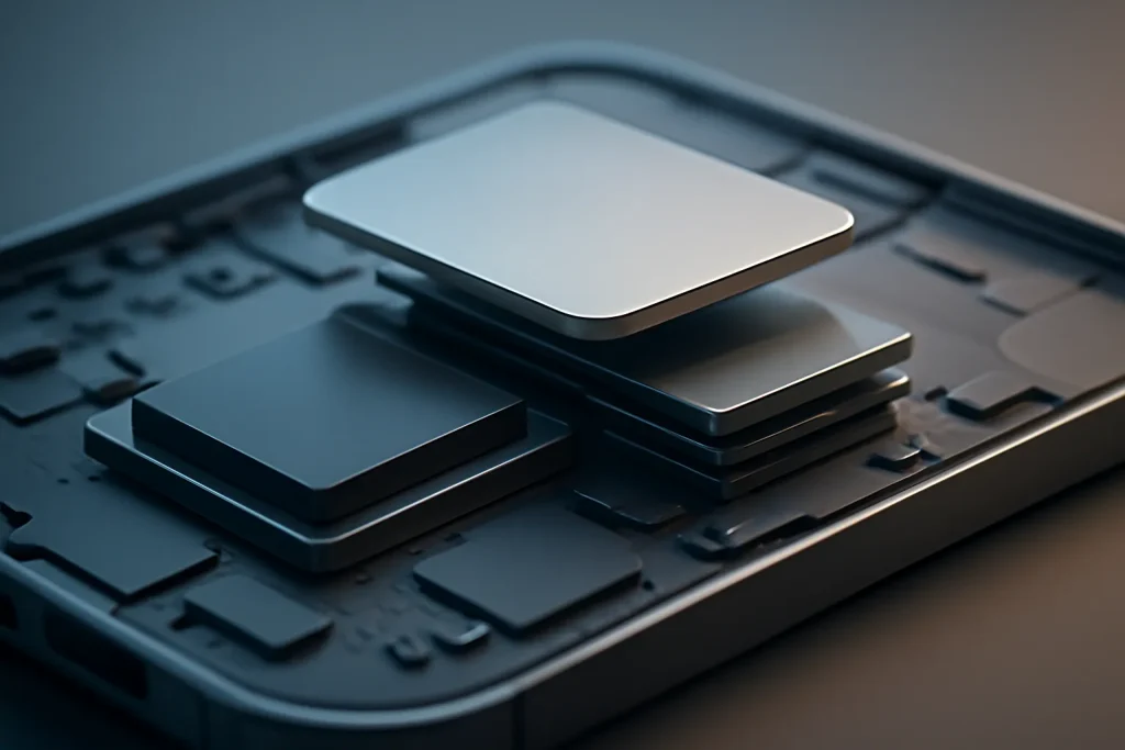 Galaxy S26 Ultra vs S25 Ultra: desempenho, carregamento e foto noturna 3 Ilustração conceptual de processador, RAM e arrefecimento para Galaxy S26 Ultra vs S25 Ultra.