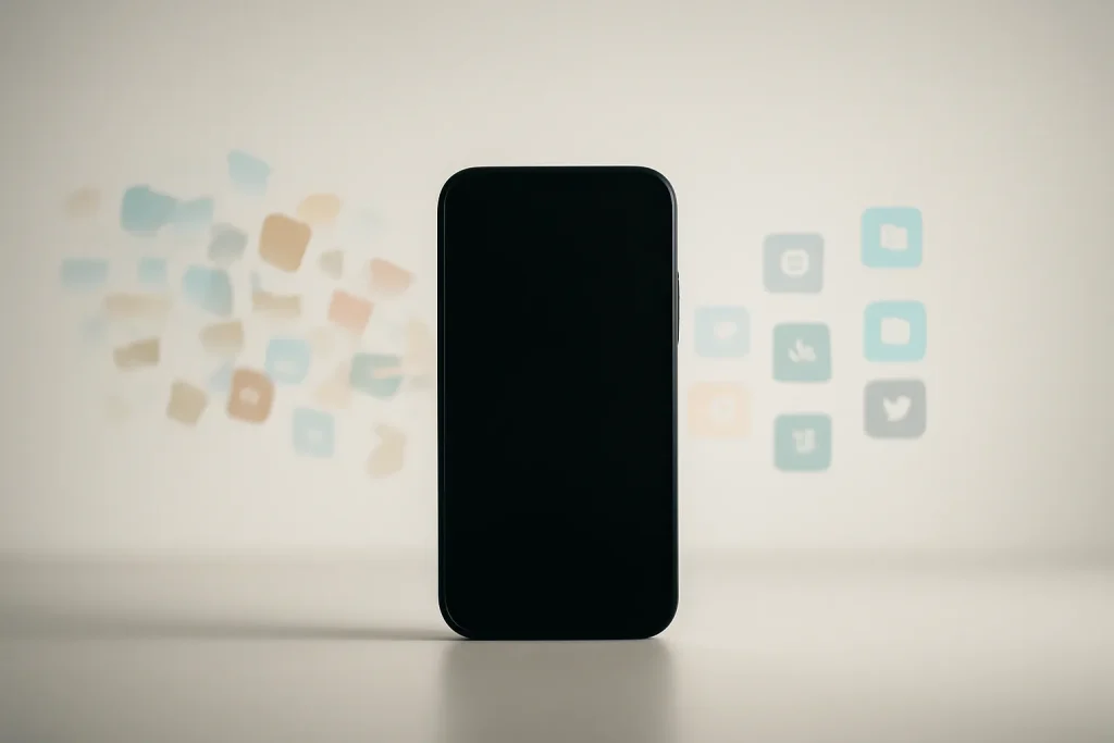 Configurar um telemóvel novo: instalação limpa e mais desempenho 2 Metáfora visual de configurar um telemóvel novo com instalação limpa em vez de restauro total.