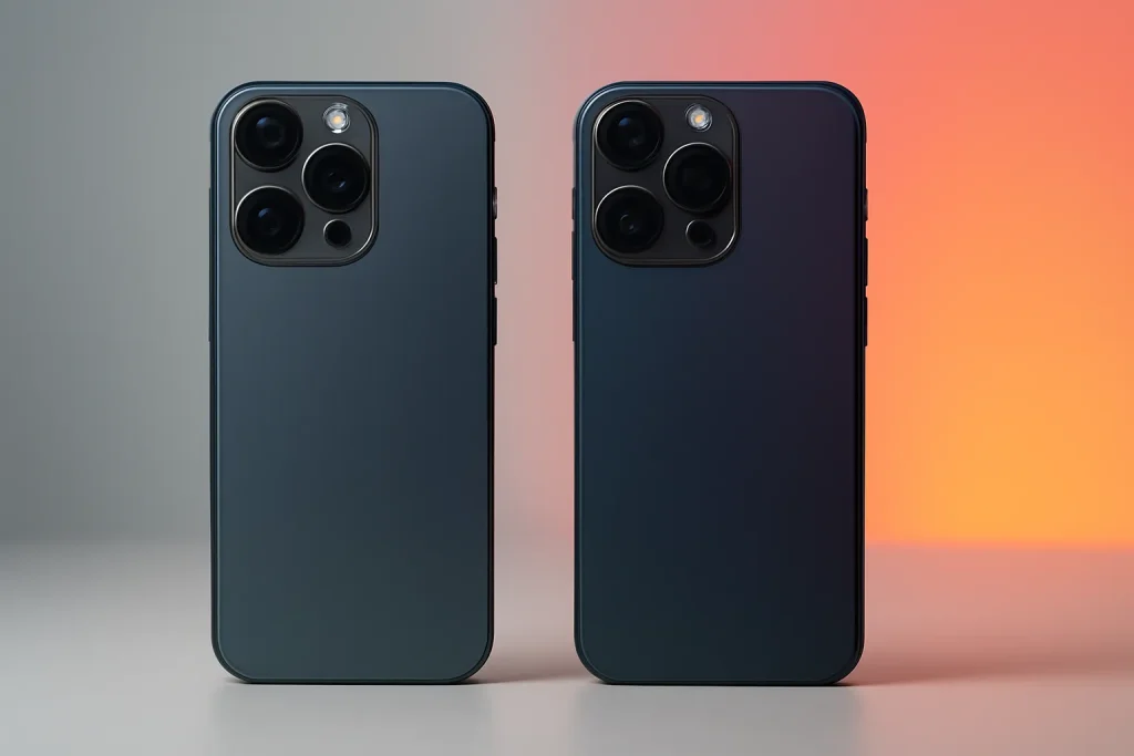 iPhone 17 Pro vs Galaxy S25 Ultra: diferenças na fotografia e selfies 2 Comparação simbólica de fotografia no iPhone 17 Pro vs Galaxy S25 Ultra com dois smartphones genéricos lado a lado.