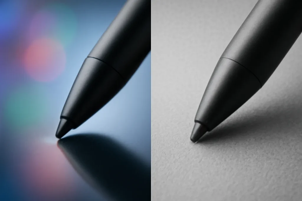 iPad Mini vs reMarkable Paper Pro Move: tablet completo ou E‑ink sem distrações 3 Detalhe técnico em iPad Mini vs reMarkable Paper Pro Move: vidro LED vs textura E‑ink e sensação de escrita.