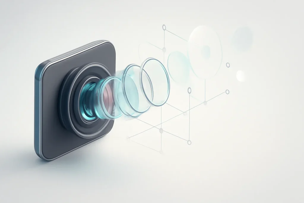 iPhone 17 Pro vs Galaxy S25 Ultra: diferenças na fotografia e selfies 3 Ilustração do processamento computacional na fotografia do iPhone 17 Pro vs Galaxy S25 Ultra (cor, ruído e nitidez).