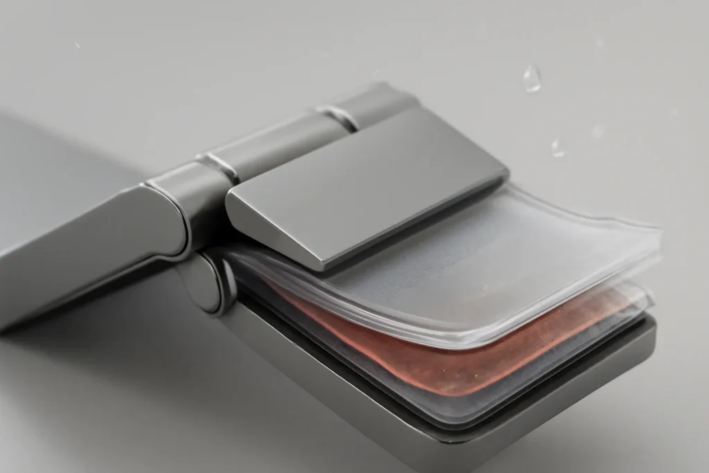 Samsung Galaxy Z TriFold vs Huawei Mate XTs: diferenças-chave 3 Detalhe simbólico de dobradiça e segmentos de ecrã na comparação Samsung Galaxy Z TriFold vs Huawei Mate XTs.