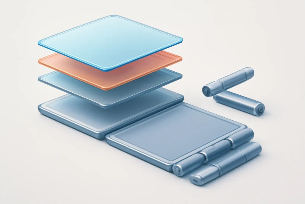 Samsung Galaxy Z TriFold vs Galaxy Z Fold 7: ecrã e bateria vs portabilidade 3 Ilustração técnica de ecrãs e dobradiças na comparação Samsung Galaxy Z TriFold vs Galaxy Z Fold 7.