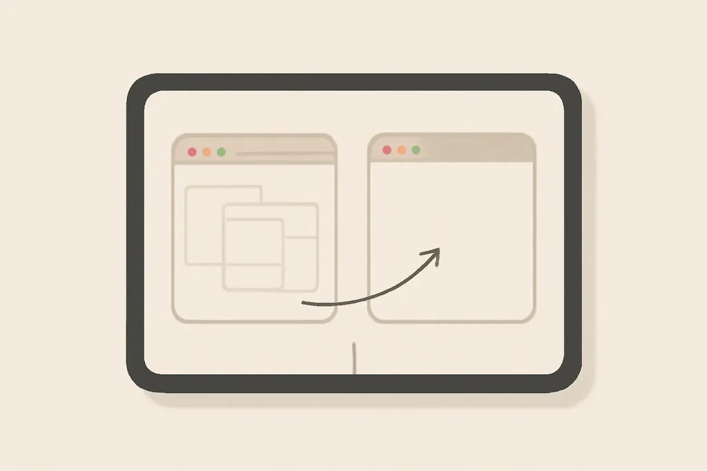 Botões de janela iPadOS 26 tapam controlos de apps no iPad 4 Comparação visual de modos de uso para reduzir o impacto dos botões de janela iPadOS 26 nos controlos.
