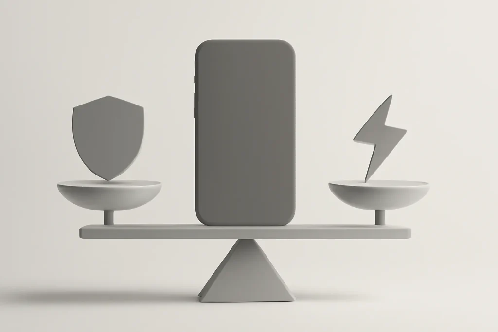 Samsung Galaxy Z TriFold vs Huawei Mate XTs: diferenças-chave 4 Metáfora de risco-benefício para Samsung Galaxy Z TriFold vs Huawei Mate XTs, com durabilidade, desempenho e carregamento em equilíbrio.