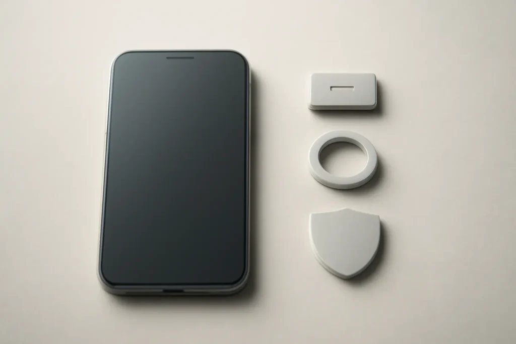 iPhone 11 Pro vs iPhone 12 usado: teste real e qual compensa 4 Smartphone genérico com símbolos de bateria, câmara e verificação.