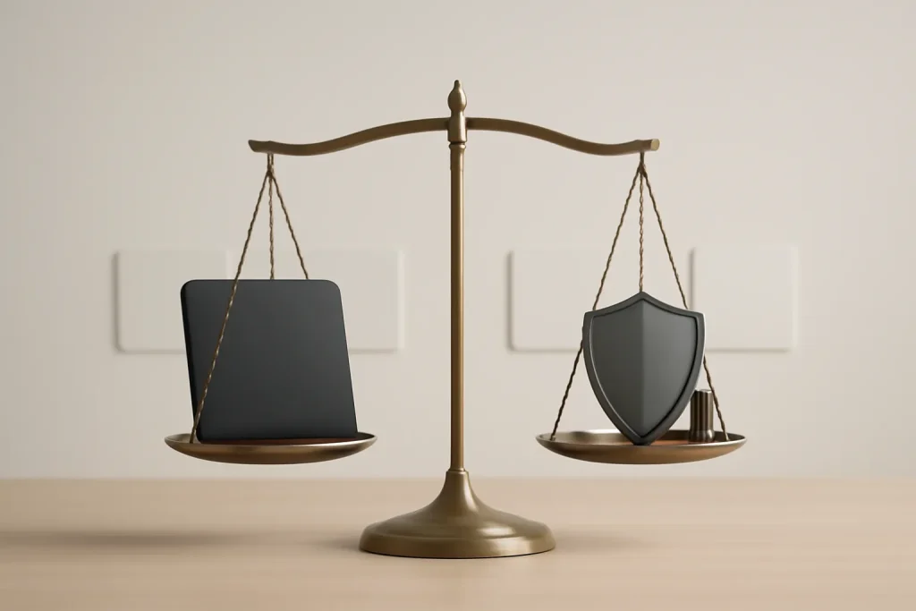 Melhor MacBook para estudantes 2026: Air vs Pro e recondicionado com garantia 4 Balança a comparar valor e segurança na compra.