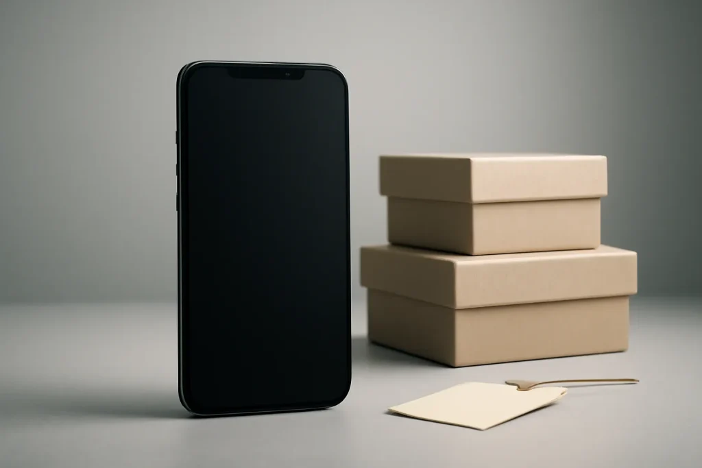 iPhone 12 Pro Max recondicionado barato: vale a pena e o que ver 2 Smartphone genérico com caixas neutras, sugerindo compra recondicionada.