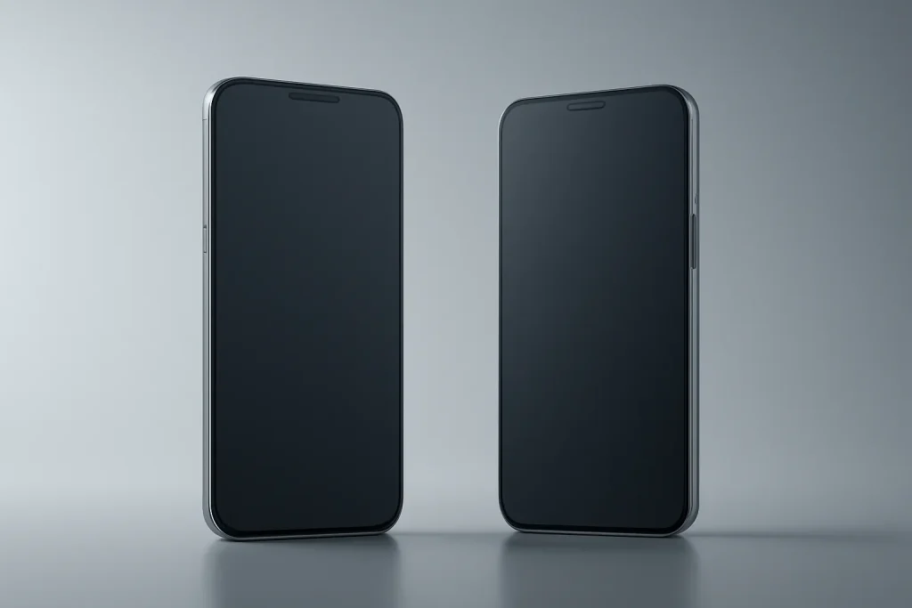 iPhone 17 Pro Max vs Pixel 10 Pro XL: desempenho, IA e ecossistema 2 Silhuetas de dois smartphones topo de gama numa comparação iPhone 17 Pro Max vs Pixel 10 Pro XL.