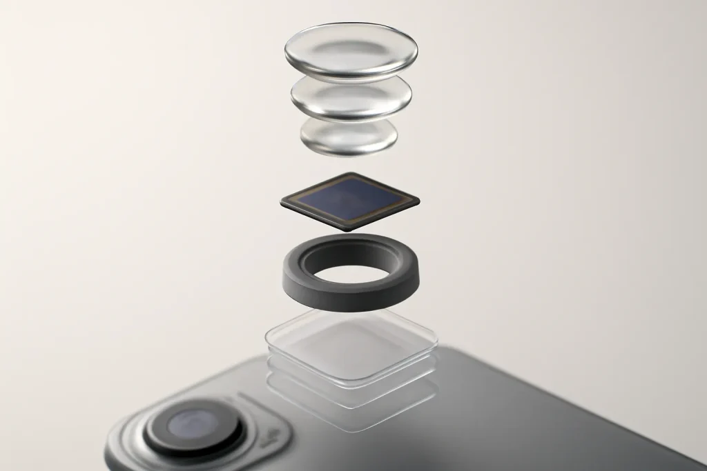 iPhone com melhor câmara até 400 euros: comparação e escolha final 3 Componentes abstratos de um sistema de câmara com estabilização.