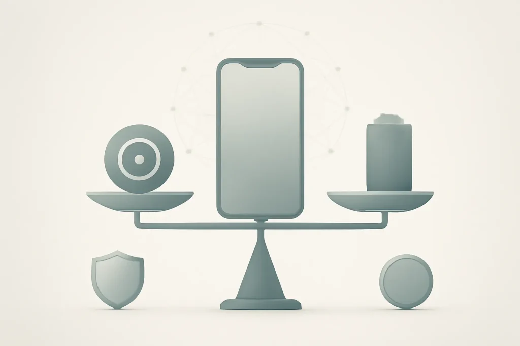 Melhores telemóveis 2026: guia por perfil, câmara, autonomia e IA 4 Balança de compromissos nos melhores telemóveis 2026: preço, câmara, bateria e suporte.