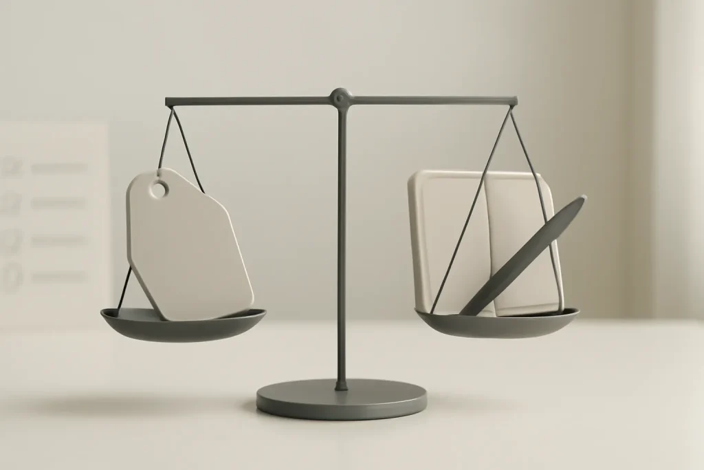 Motorola Razr Fold e Galaxy Z TriFold: dobráveis livro mais acessíveis 4 Balança simbólica de custo vs utilidade para Motorola Razr Fold e Galaxy Z TriFold