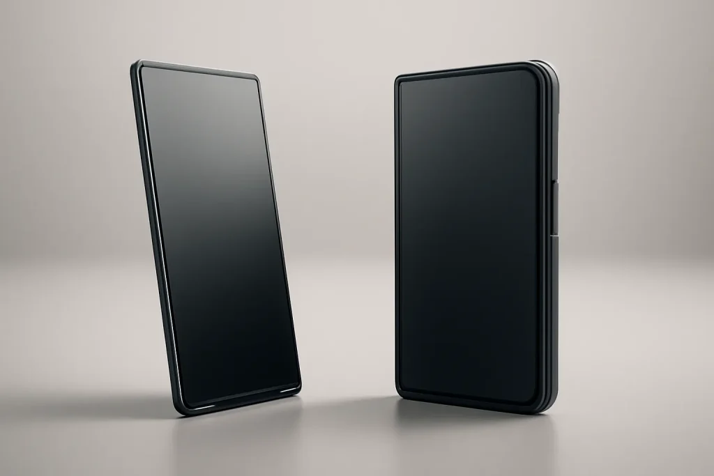 Motorola Razr Fold vs Google Pixel 10 Pro Fold: hardware vs software 2 Comparação simbólica Motorola Razr Fold vs Google Pixel 10 Pro Fold com dois dobráveis genéricos frente a frente.