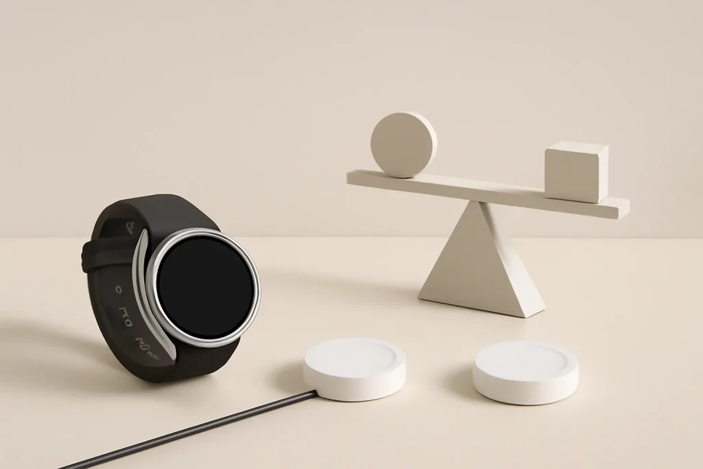 Pixel Watch 4: Pixel Watch 4 carregamento rápido e melhor autonomia 4 Metáfora visual do Pixel Watch 4 carregamento rápido: conveniência vs dependência do carregador proprietário.