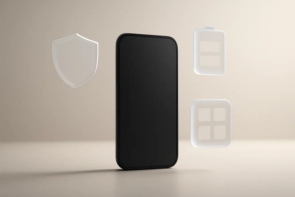 Quando trocar de telemóvel: 3 sinais-chave para decidir a troca 2 Ilustração simbólica sobre quando trocar de telemóvel: segurança, bateria e compatibilidade de apps.