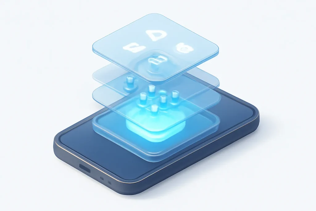 RAM em smartphones 2026: gargalo para novas funções de IA no dispositivo 3 Esquema visual de RAM em smartphones 2026: memória a suportar modelos de IA no dispositivo e multitarefa.