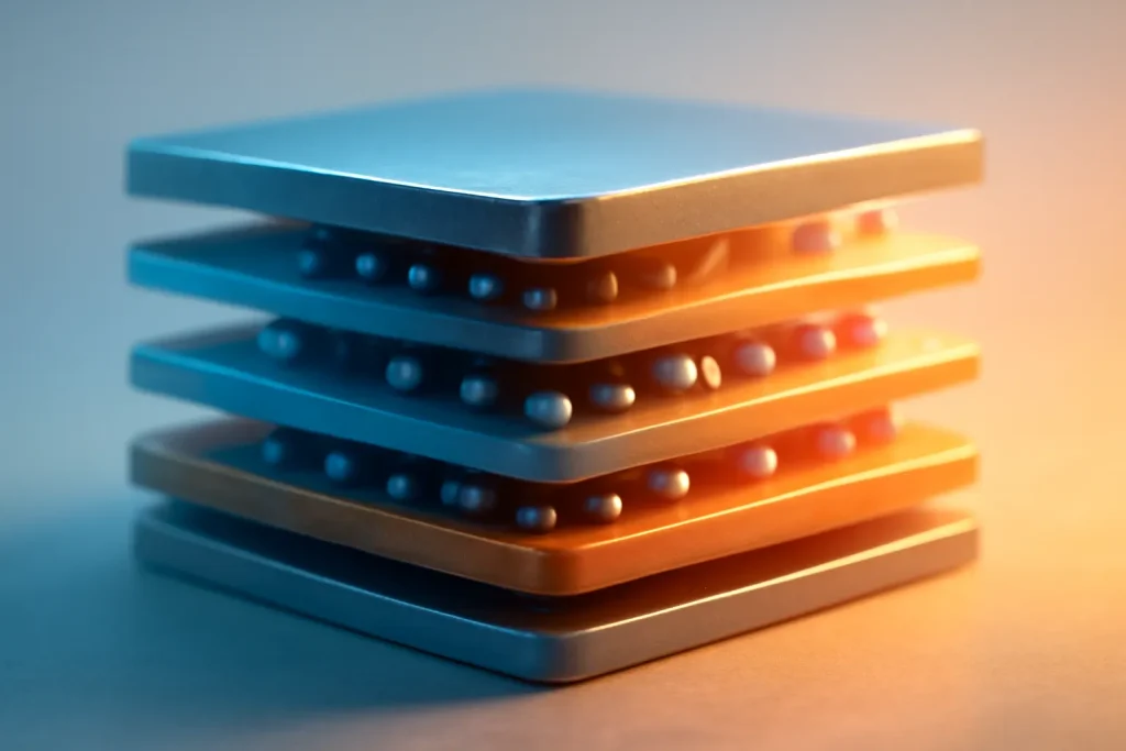 Saúde da bateria iPhone recondicionado: teste e comparação com novo 3 Metáfora técnica de ciclos, calor e degradação numa bateria.