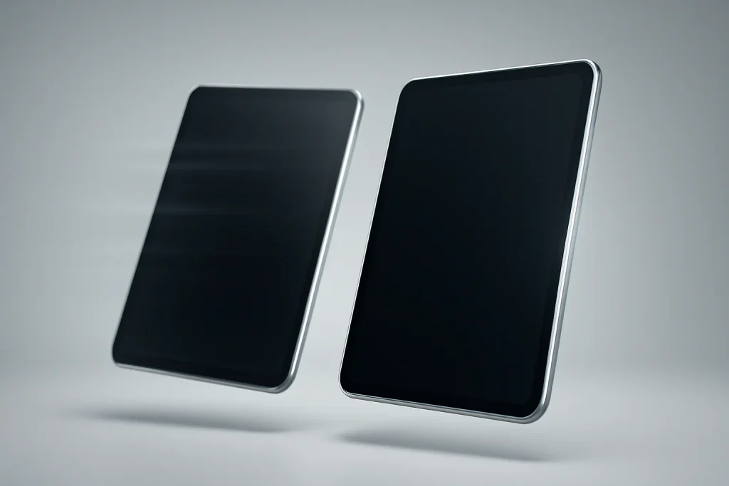 Xiaomi Pad 7 vs iPad 2025: desempenho, ecrã e autonomia em foco 2 Comparação visual genérica entre dois tablets no teste Xiaomi Pad 7 vs iPad 2025, destacando ecrã e desempenho.