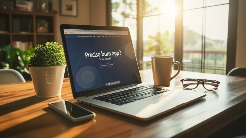 Facebook para MacBook Pro: Preciso baixar um app? 2 Fotografia hiper-realista de MacBook Pro moderno com página de login do Facebook exibida.