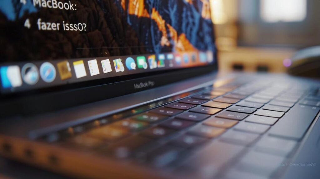 Fotografia hiper-realista de uma écran do MacBook Pro pendant a captura de print screen.