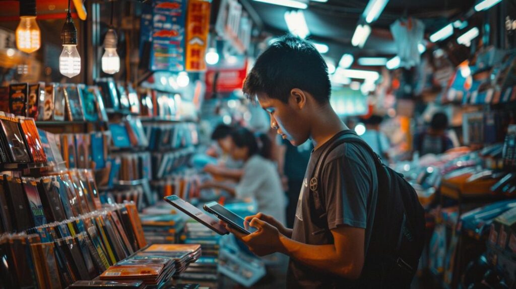 iPad Air 2019 barato: onde encontrar? 2 Jovem entusiasta encontra oferta incrível de iPad Air 2019 em mercado movimentado de eletrônicos.