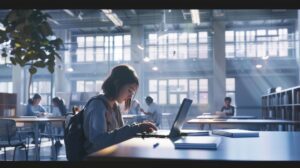 iPad Pro 2017 é bom para estudantes? 4 Estudante focado estudando com iPad Pro 2017, cercado por livros e anotações.