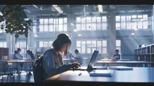 iPad Pro 2017 é bom para estudantes? 4 Estudante focado estudando com iPad Pro 2017, cercado por livros e anotações.
