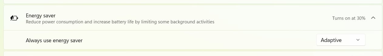 Windows 11 testa modo adaptativo de bateria para portáteis