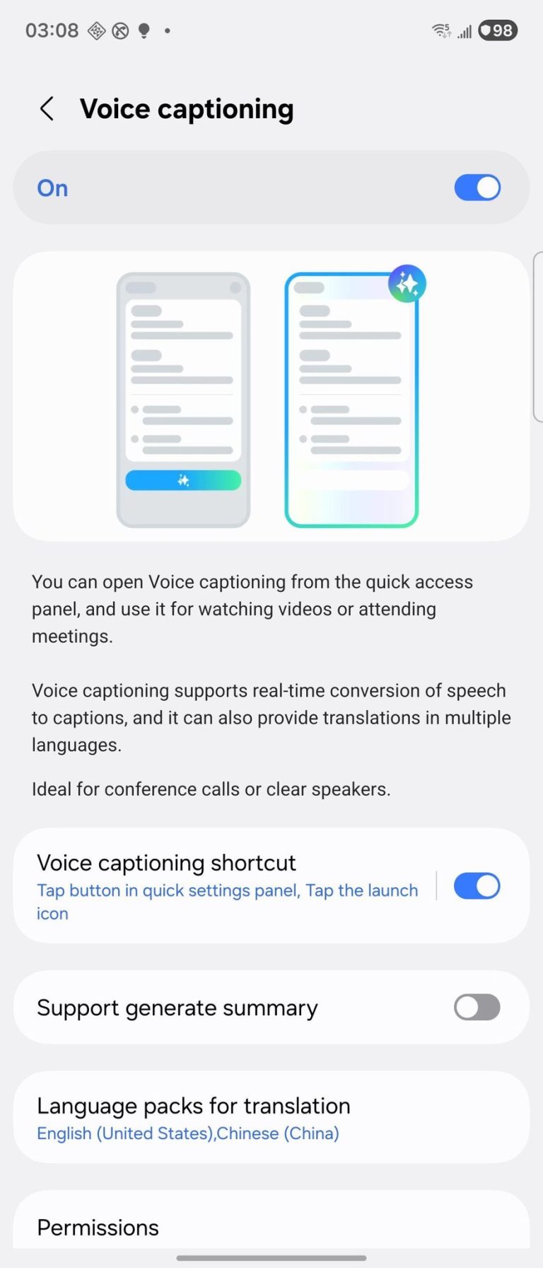 Subtitulado de voz en One UI 8
