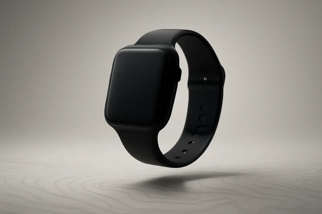 Amazfit Active Max barato: smartwatch de corrida acessível em 2026 2 Smartwatch de corrida genérico com brilho elevado sobre mapa topográfico, a ilustrar Amazfit Active Max barato.