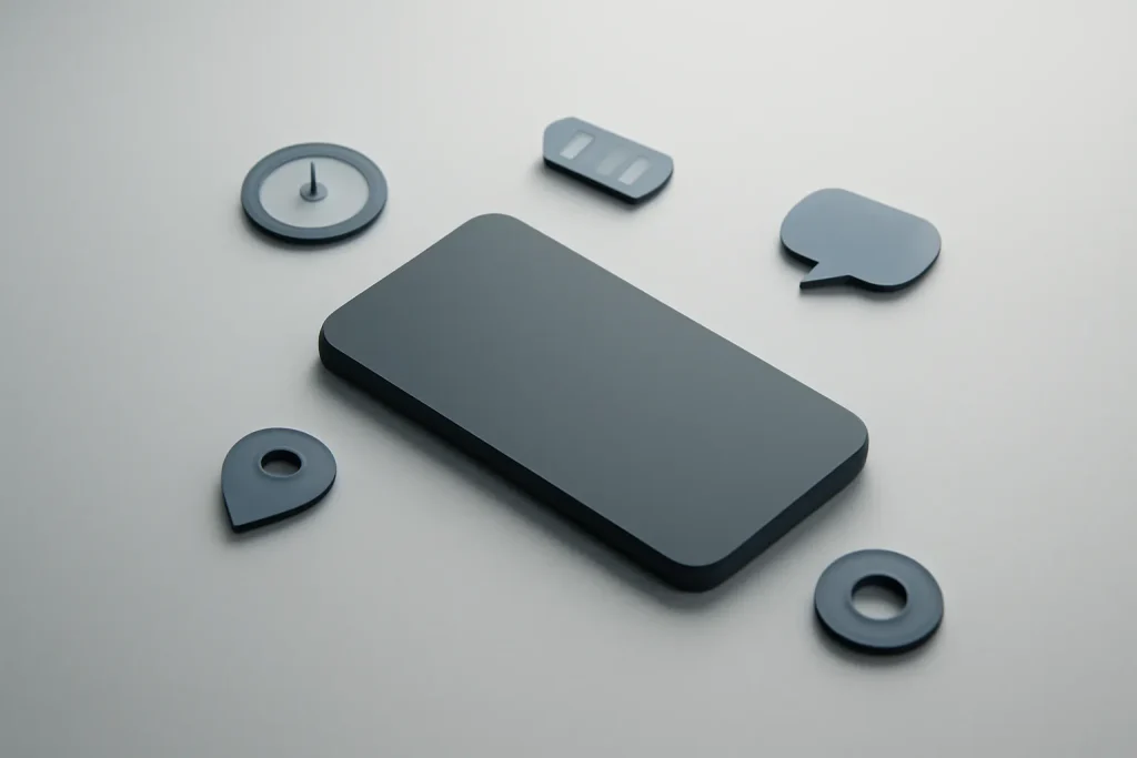 Dicas e truques iOS 26: Alarmes, Bateria, Mensagens e Câmara 2 Composição simbólica de smartphone e ícones para dicas e truques iOS 26.