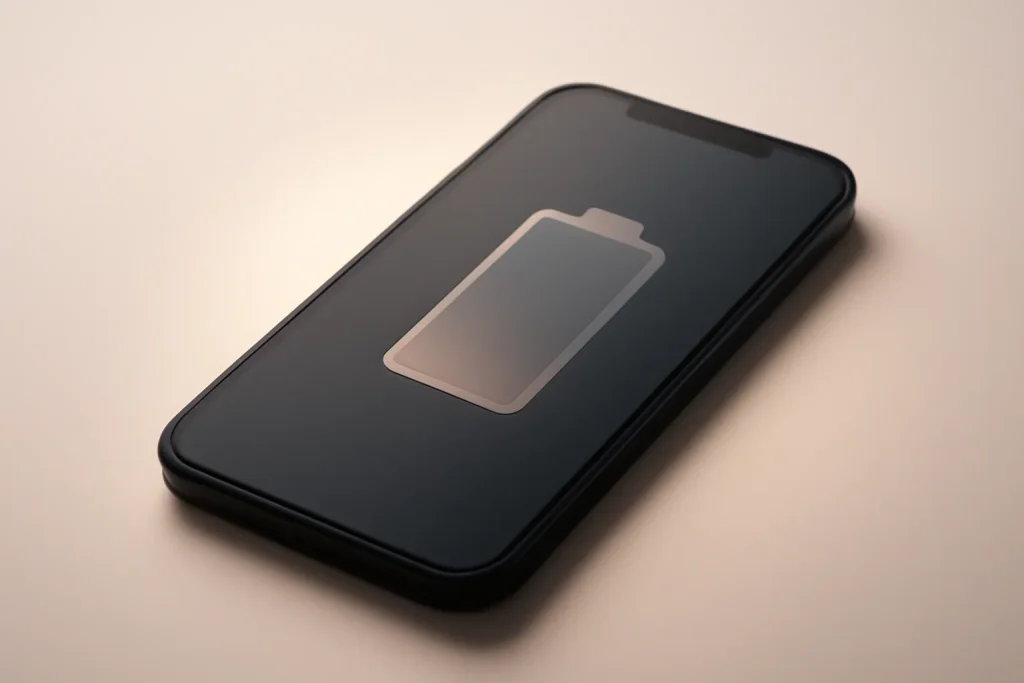 Drenagem de bateria iPhone 16: causas e ajustes rápidos para mais autonomia 2 Ilustração simbólica da drenagem de bateria iPhone 16 num smartphone genérico.