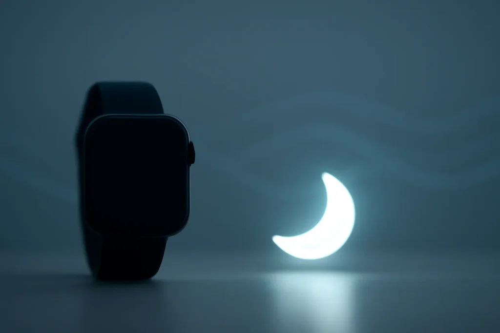 Funcionalidades de sono Garmin: stress, Body Battery e Sleep Coach 2 Ilustração minimalista de smartwatch e símbolos de noite, a representar as funcionalidades de sono Garmin.