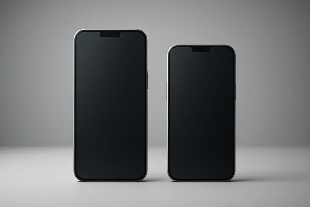 Dois smartphones genéricos lado a lado em estúdio.