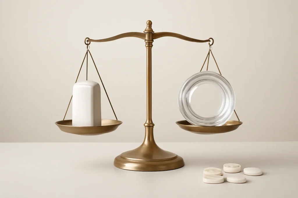 Balança com objetos abstratos a representar bateria e câmara.