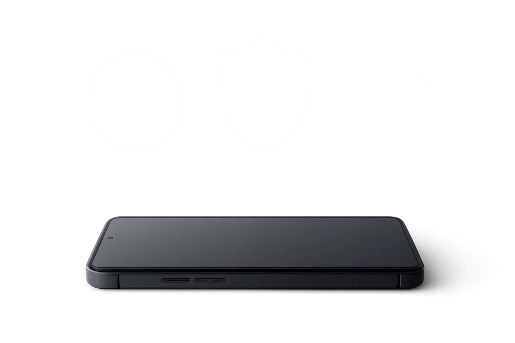 Smartphone genérico com símbolos de verificação à volta.