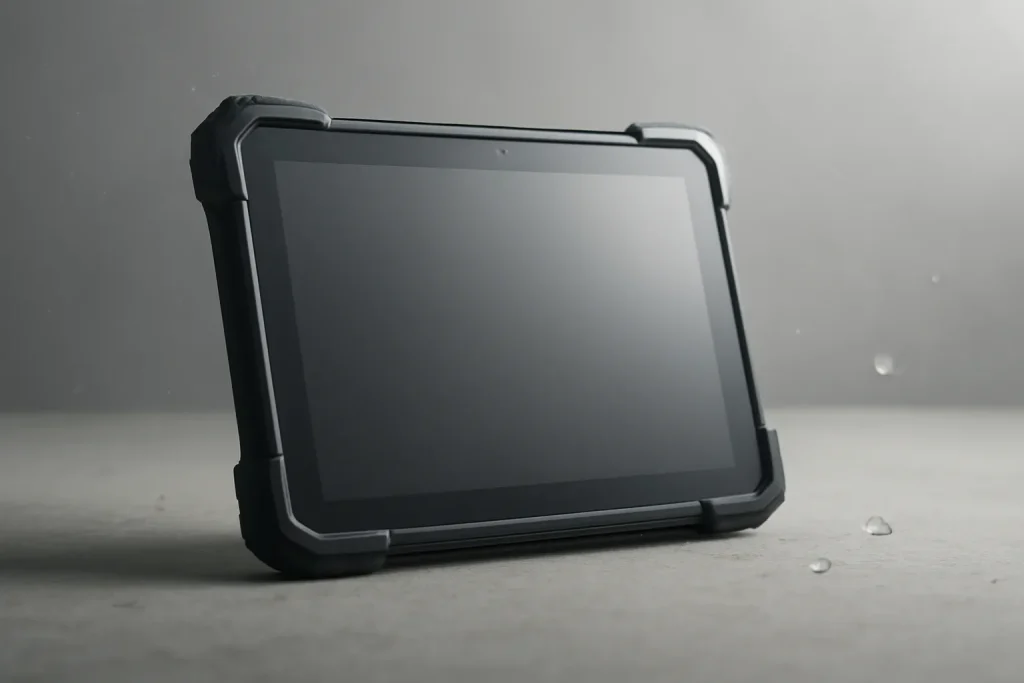 Representation of the best rugged tablets for construction, designed for dust, water and outdoor use.