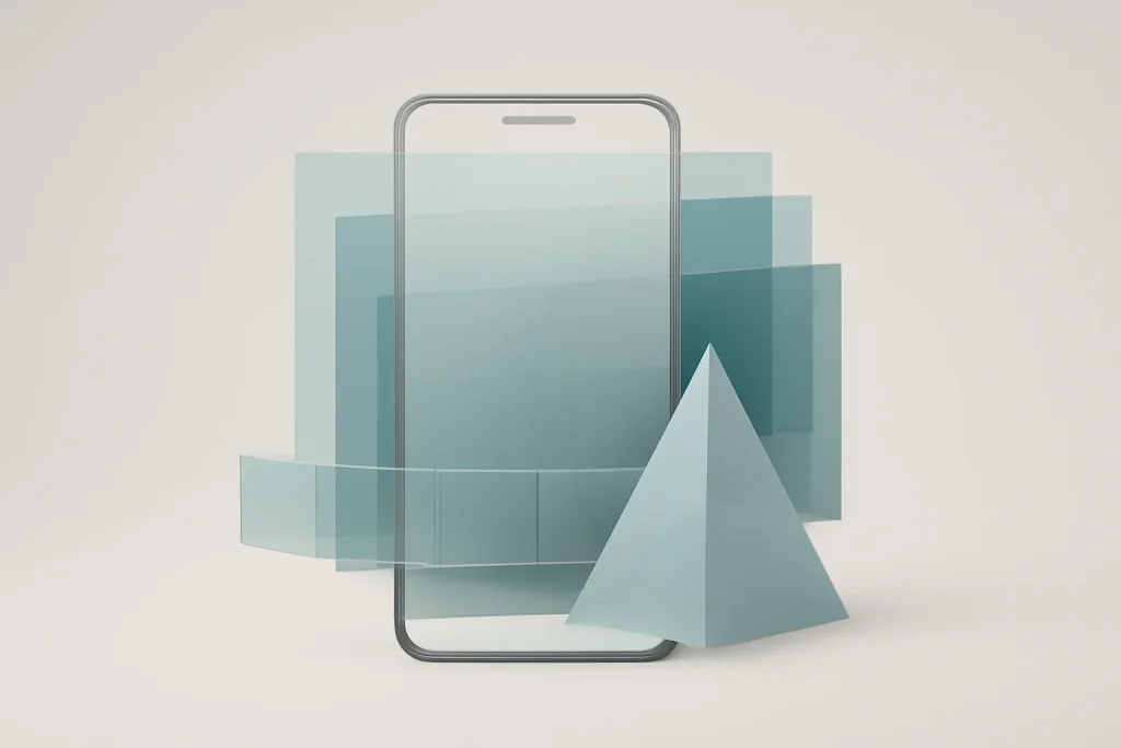 Modos da câmara do iPhone: quando usar cada modo de foto 3 Ilustração técnica dos modos da câmara do iPhone: profundidade (Retrato), junção de fotogramas (Panorama) e controlo de exposição.