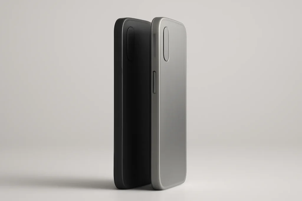 Motorola Edge 70 vs iPhone Air: fino acessível vs fino premium 2 Comparação simbólica Motorola Edge 70 vs iPhone Air com dois smartphones ultrafinos em silhueta, vistos de perfil.