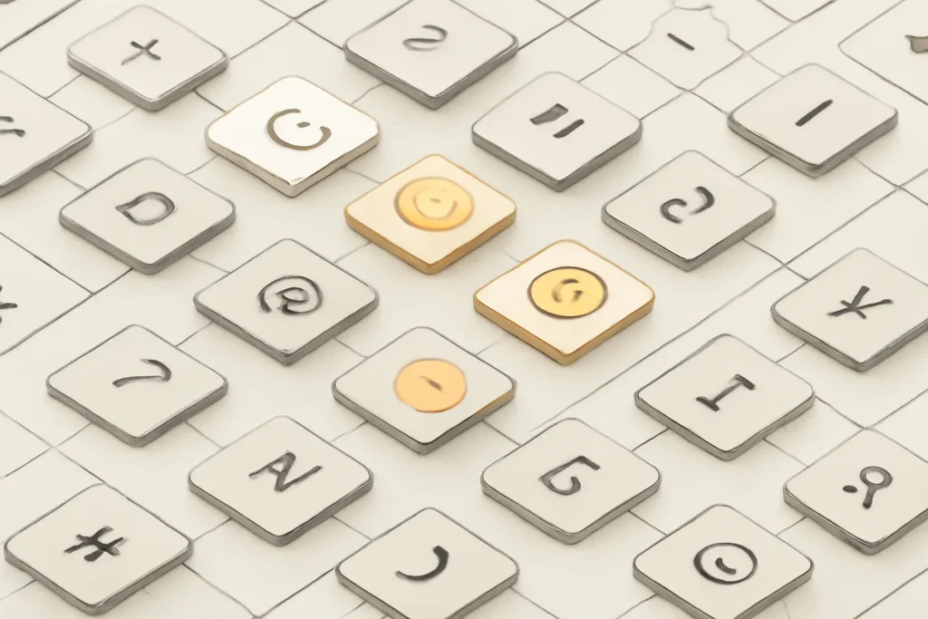 Esquema abstrato de glifos e mapeamento Unicode para os novos emoji iOS 26.4.