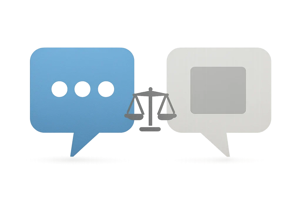 Compatibilidade e risco-benefício dos novos emoji iOS 26.4 entre plataformas, com bolhas de mensagem e símbolo de placeholder.