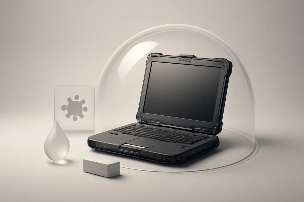 Novos portáteis Acer Chromebook para estudantes com Kompanio 540 4 Metáfora de robustez, autonomia e proteção em portáteis Acer Chromebook para estudantes.