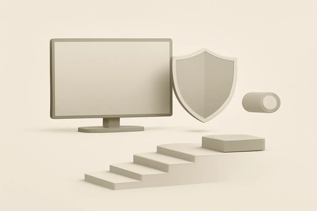 Metáfora visual das vantagens do Apple TV sobre smart TV: privacidade, menos publicidade e maior longevidade da TV.