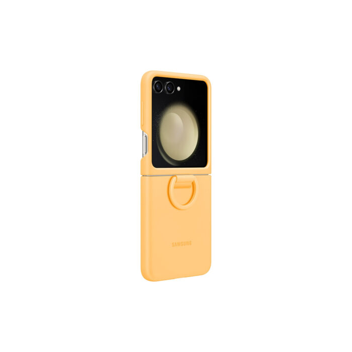 Samsung Galaxy Z Flip5 – Capa de Silicone com Anel – Creme / Grade Premium