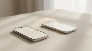 Como transferir os teus dados para o teu telemóvel novo 2 Dois smartphones lado a lado com transferência de dados entre os ecrãs